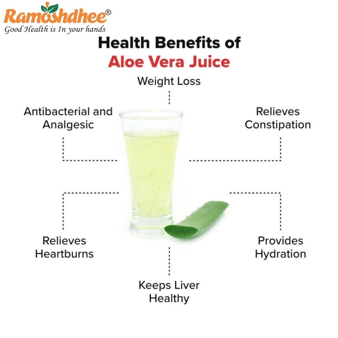 Ramoshdhee Aloe Vera juice with Pulp, Better digestion and Glowing Skin (1000 ml)