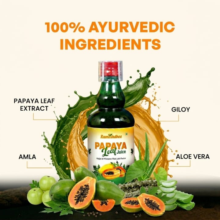 Ramoshdhee Organic Papaya Leaf Juice - Blood Platelets Count |Goodness of Vitamin C |500Ml (500 ml)