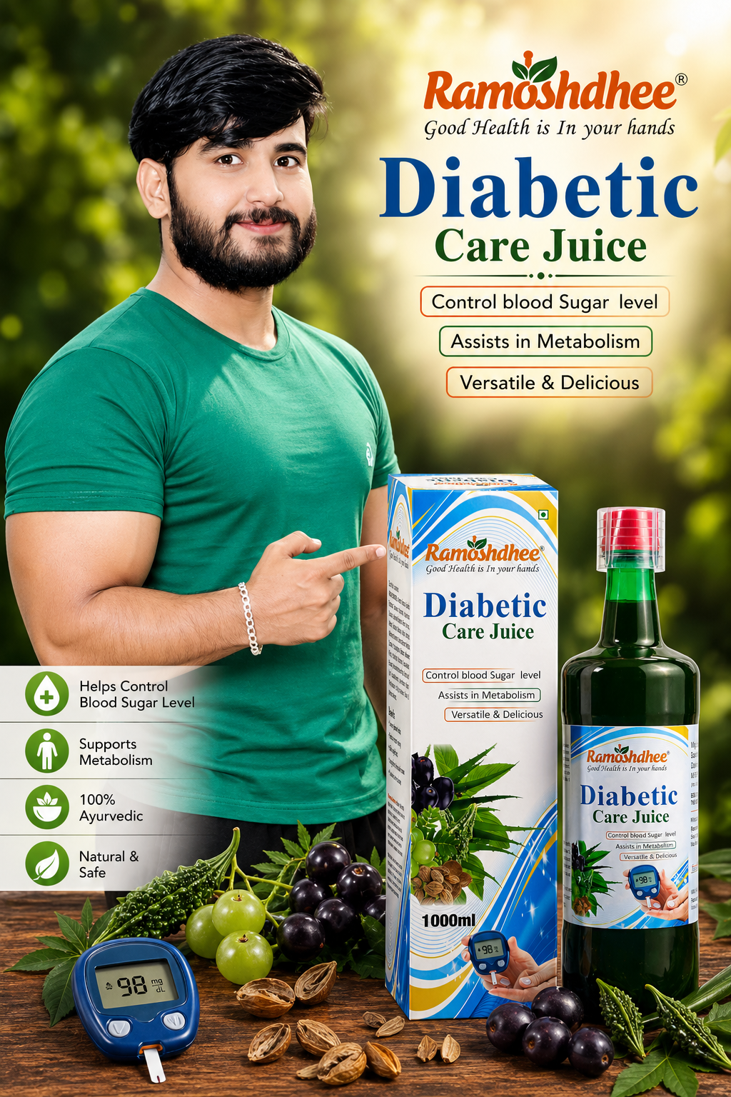 Diabetic Care Juice | Blend of 16 herbs to manage Blood sugar levels | 1Ltr