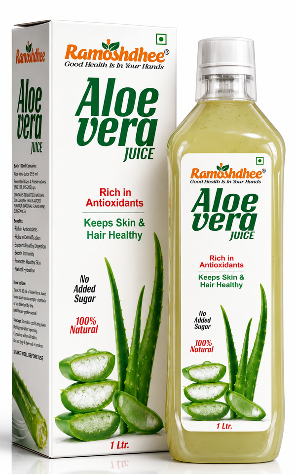 Ramoshdhee Aloe Vera juice with Pulp, Better digestion and Glowing Skin (1000 ml)