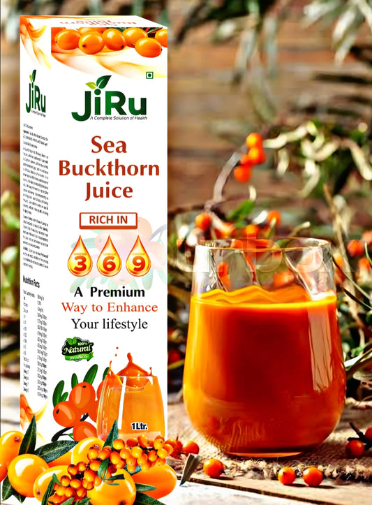 JiRu Sea Buckthorn Pulp Juice | Immunity Booster | Natural Source of Vitamin A, B, C, E, K, Omega 3, 6, 7, 9 and Antioxidant | Skin Care & Body Detox,Premium Lifestyle Drink