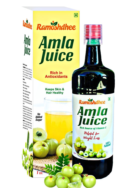 Ramoshdhee Organic Amla Juice - Rich Source of Vitamin C and Natural Immunity Booster | 1Ltr