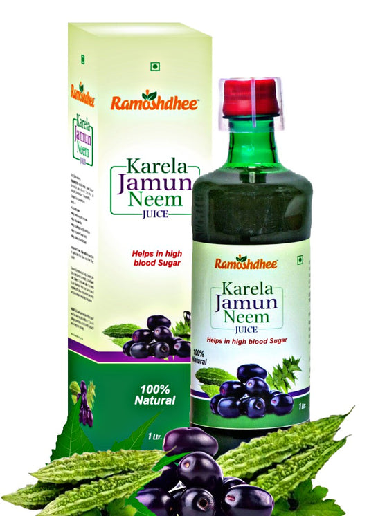 Ramoshdhee Karela Jamun Neem Juice | Support Blood Sugar Level and Lower Bad Cholesterol | 1Ltr