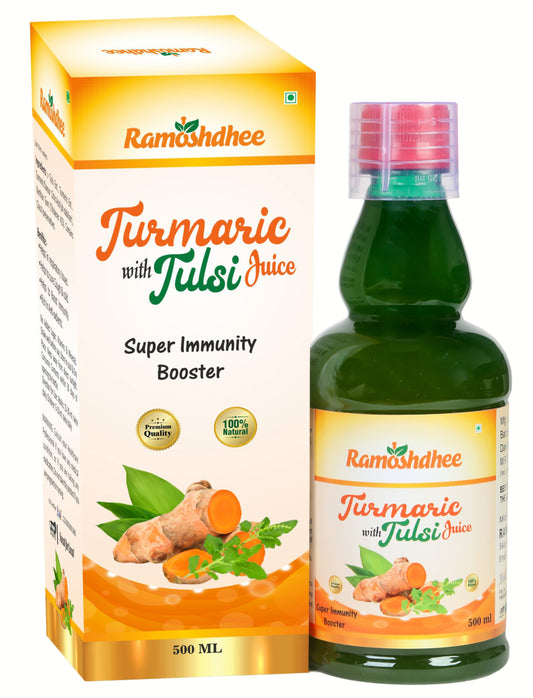 Ramoshdhee Organic Turmeric (Haldi ) or Tulsi Juice|Relieves Pains | Anti-Inflammatory | 500ml