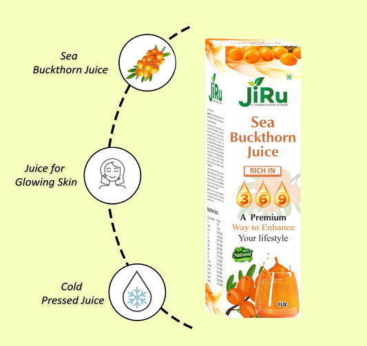 JiRu Sea Buckthorn Pulp Juice | Immunity Booster | Natural Source of Vitamin A, B, C, E, K, Omega 3, 6, 7, 9 and Antioxidant | Skin Care & Body Detox,Premium Lifestyle Drink