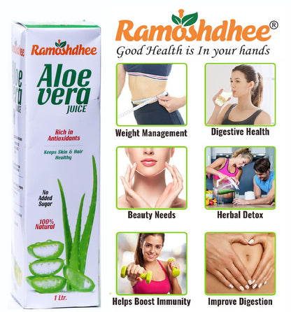 Ramoshdhee Aloe Vera juice with Pulp, Better digestion and Glowing Skin (1000 ml)