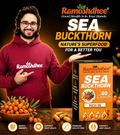 Ramoshdhee Sea Buckthorn For Healthy Heart, Immunity Power, Skin Care & Body Detox (60 Capsules)