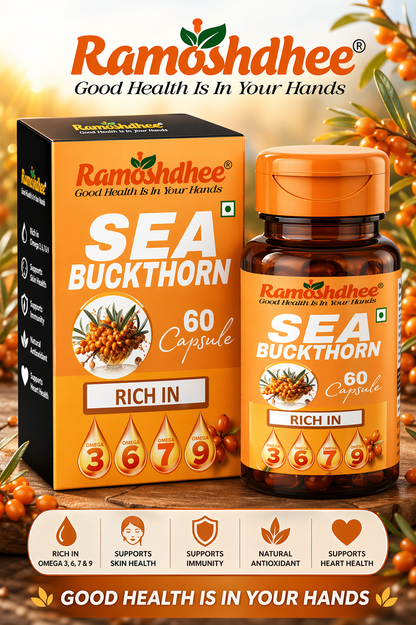 Ramoshdhee Sea Buckthorn For Healthy Heart, Immunity Power, Skin Care & Body Detox (60 Capsules)