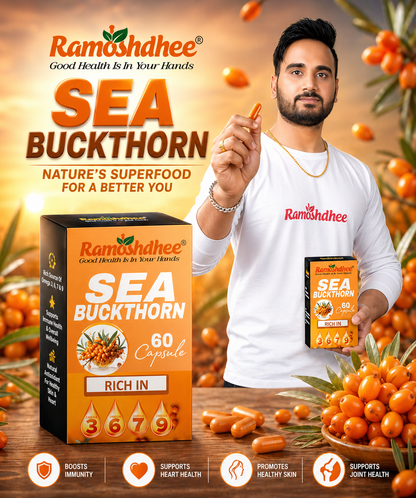 Ramoshdhee Sea Buckthorn For Healthy Heart, Immunity Power, Skin Care & Body Detox (60 Capsules)