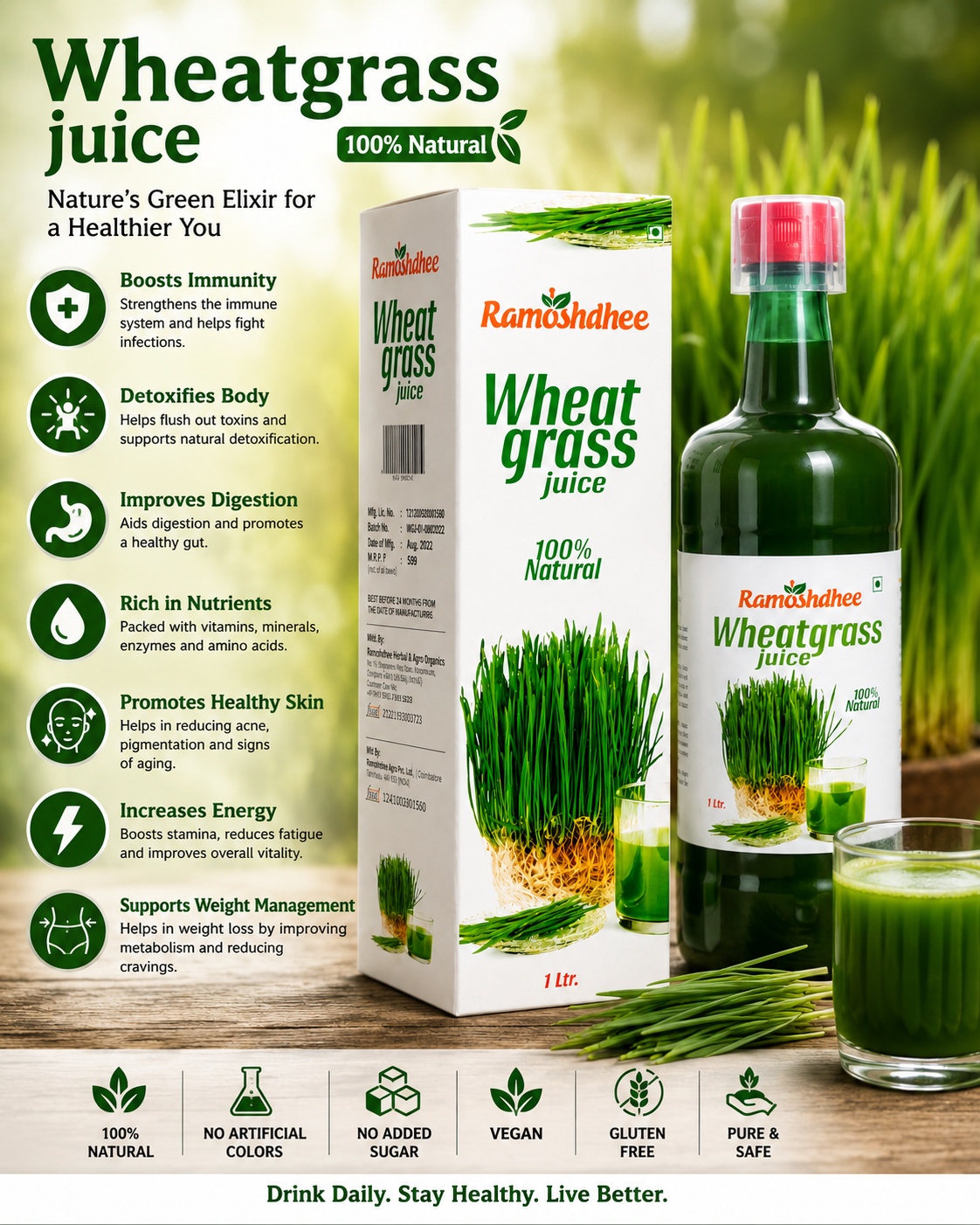 Ramoshdhee Wheat Grass Juice | Immunity Booster