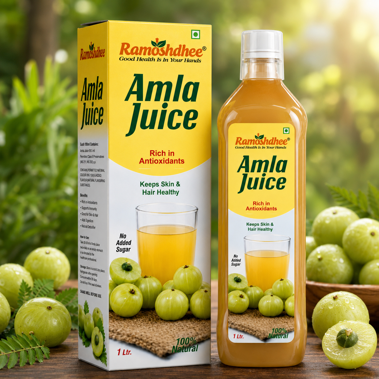 Ramoshdhee Organic Amla Juice - Rich Source of Vitamin C and Natural Immunity Booster | (1000 ml)