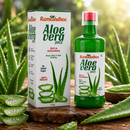 Ramoshdhee Aloe Vera juice with Pulp, Better digestion and Glowing Skin (1000 ml)