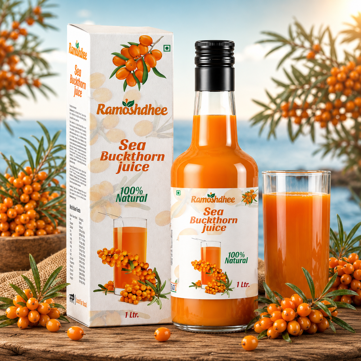Ramoshdhee Sea Buckthorn Juice | Healthy Heart,Skin Immunity Booster | Multivitamin Rare Omega 3,6,9,7 |Rich Vitamin C Rich