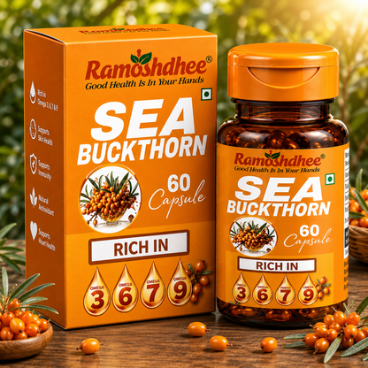 Ramoshdhee Sea Buckthorn For Healthy Heart, Immunity Power, Skin Care & Body Detox (60 Capsules)