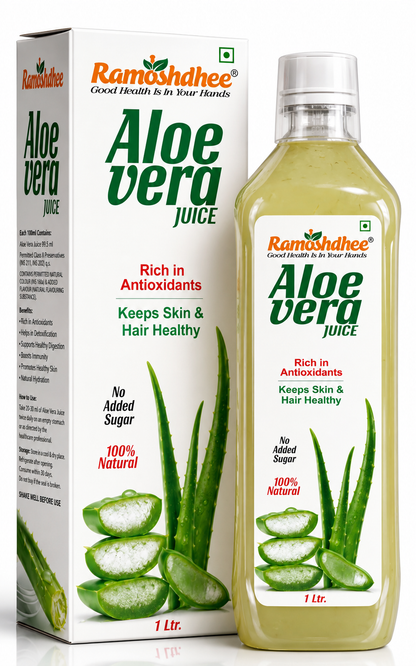 Ramoshdhee Aloe Vera juice with Pulp, Better digestion and Glowing Skin (1000 ml)