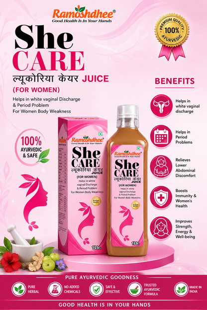 Ramoshdhee Leukorrhea Care Juice | Ayurvedic Hormonal Balance, Period Pain Relief Naturally (1 L)
