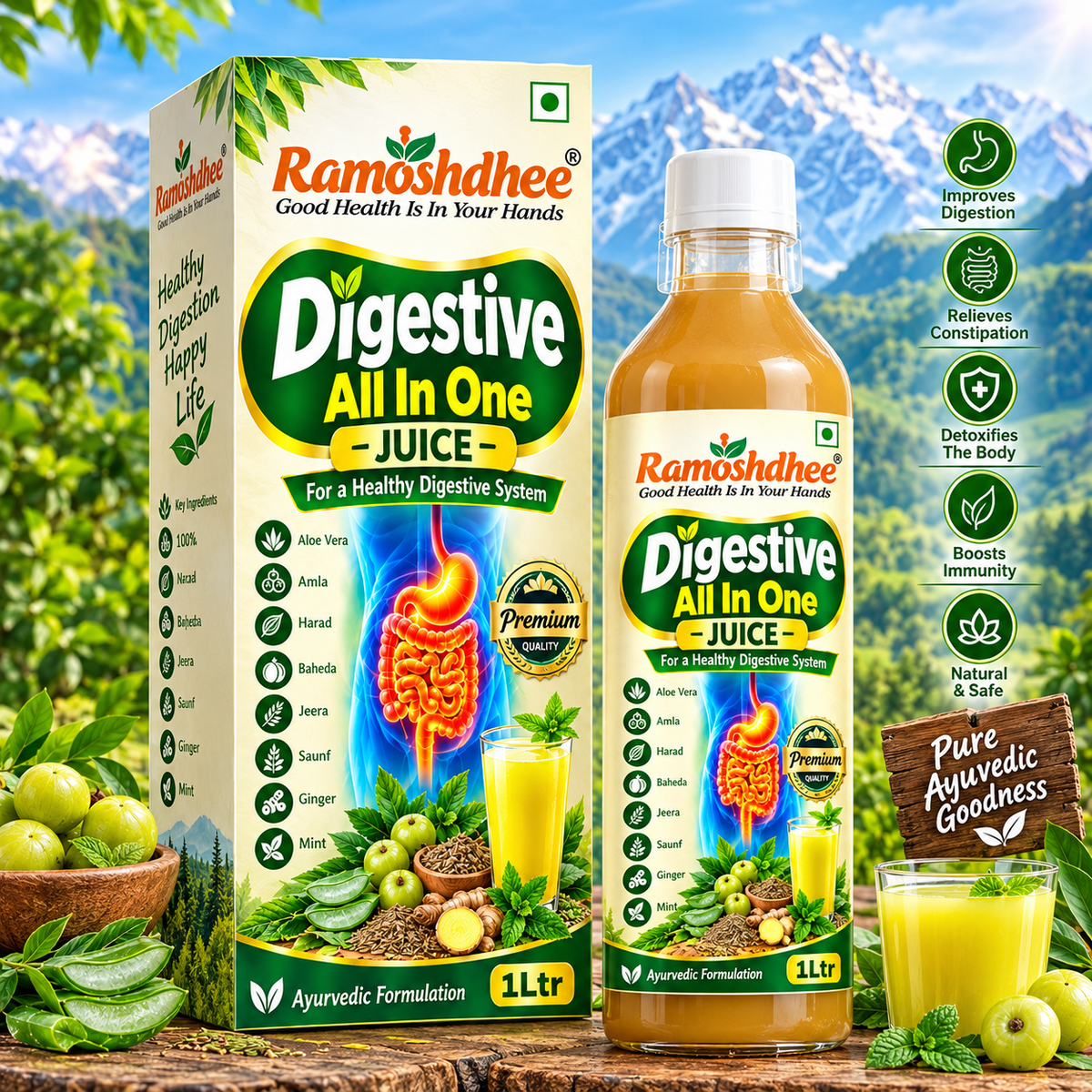 Digestive Care Juice, 1000 ml, Enriched with Improve Gut Health, Relieves Gas, Boosts Appetite