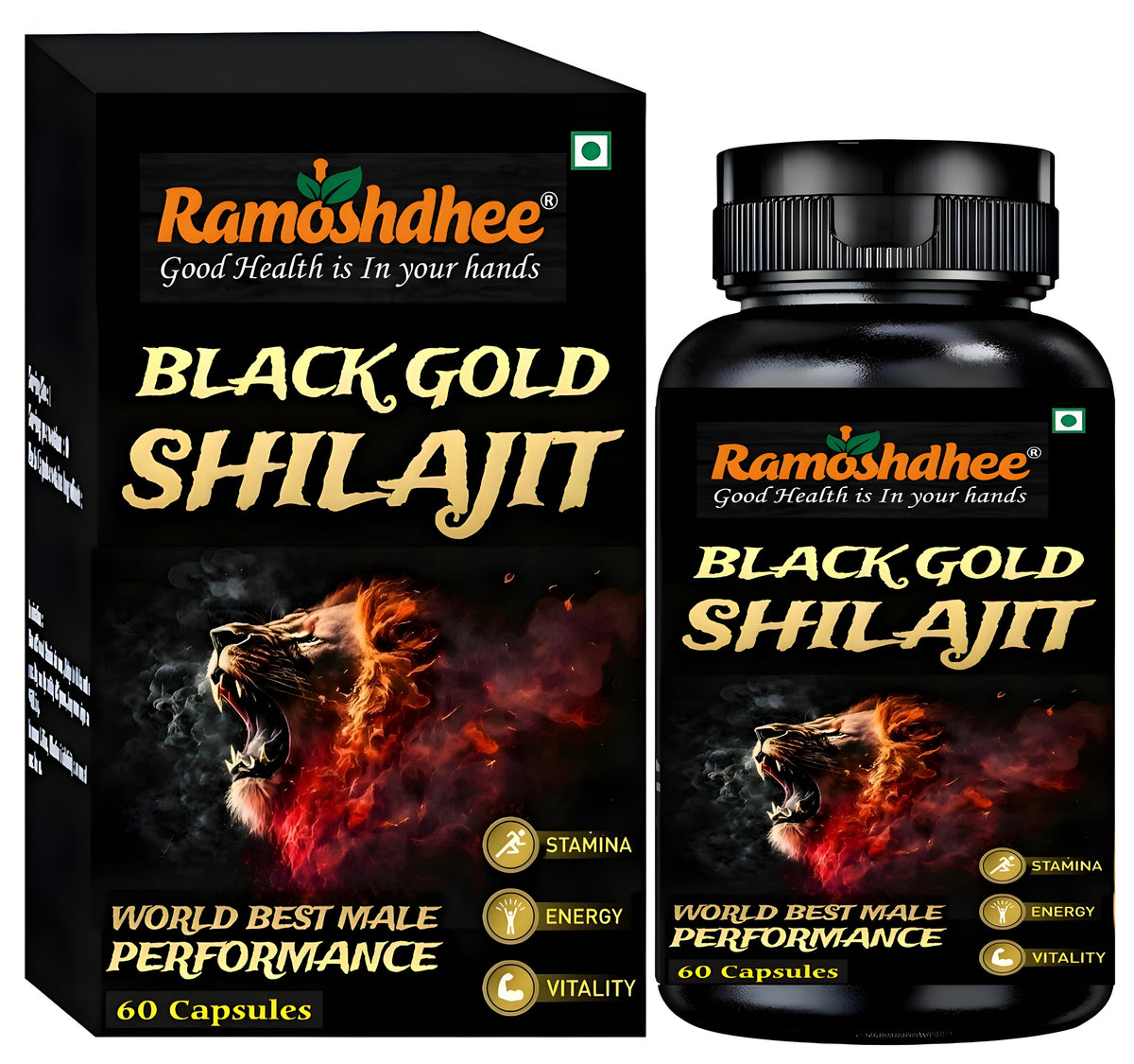 Black Gold Shilajit 60 Capsules|Bost Stemina In 2 Days|Enhance Strength & Immunity