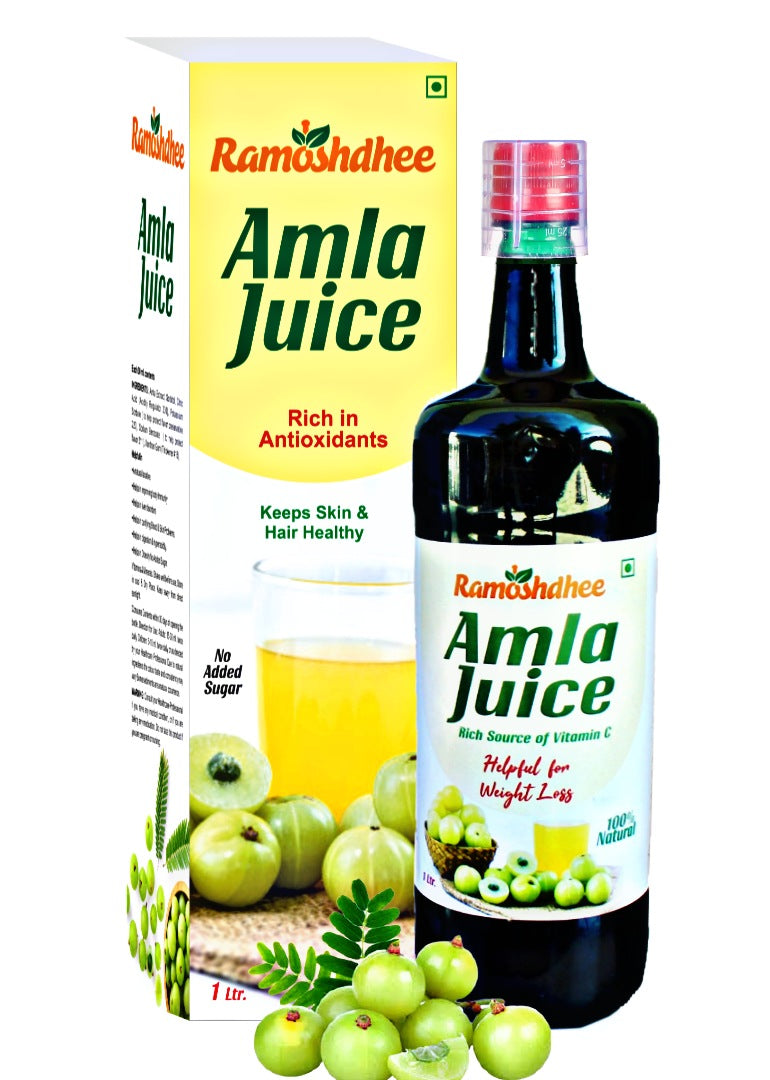 Ramoshdhee Organic Amla Juice - Rich Source of Vitamin C and Natural Immunity Booster | 1Ltr