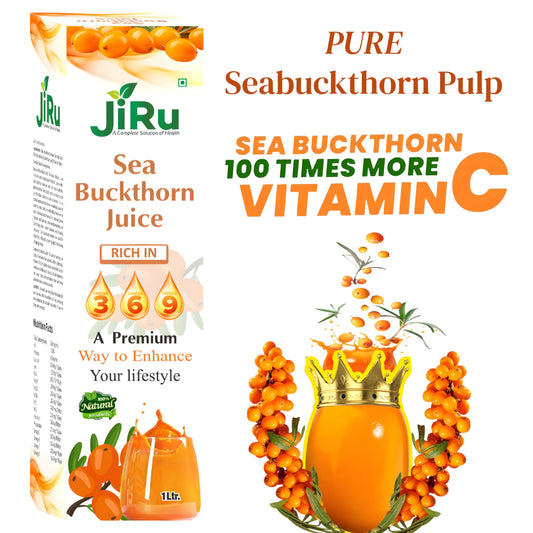 JiRu Sea Buckthorn Pulp Juice | Immunity Booster | Natural Source of Vitamin A, B, C, E, K, Omega 3, 6, 7, 9 and Antioxidant | Skin Care & Body Detox,Premium Lifestyle Drink