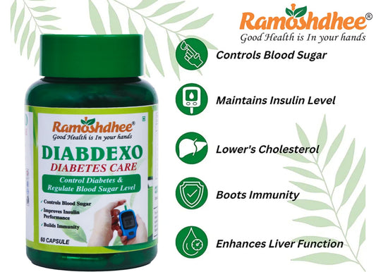 Ramoshdhee Diabdexo Diabetes Care Capsule | Control Blood Sugar In 4 Week | 100% Ayurvedic | 60 Capsules