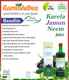 Ramoshdhee Karela Jamun Neem Juice | Support Blood Sugar Level and Lower Bad Cholesterol | 1Ltr