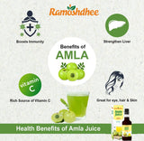 Ramoshdhee Organic Amla Juice - Rich Source of Vitamin C and Natural Immunity Booster | 1Ltr